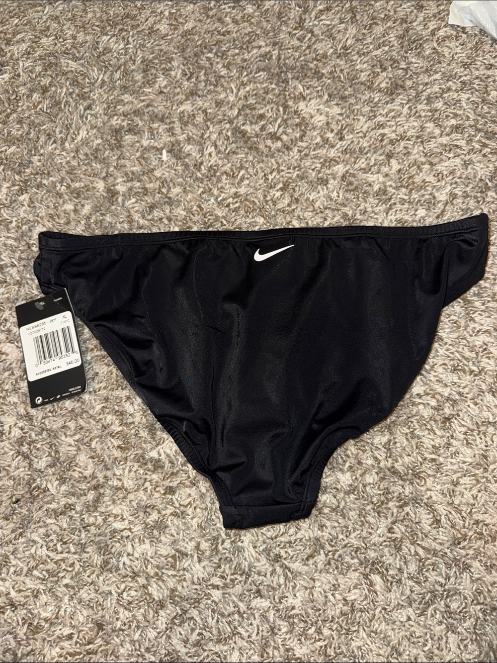 Nike Women’s Black Swim Bikini Bottom with White Swoosh